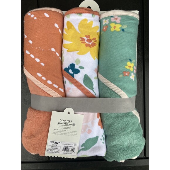 Cloud Island 3-Pack Infant Hooded Towels Lightweight New With Tags - Picture 2 of 4